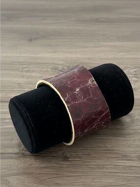 KurtMen Marbled Oxblood Leather Cuff – Western Boho Statement Bracelet